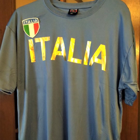 Italia Polyester T-shirt with Italian Flag Logo - Picture 1 of 2